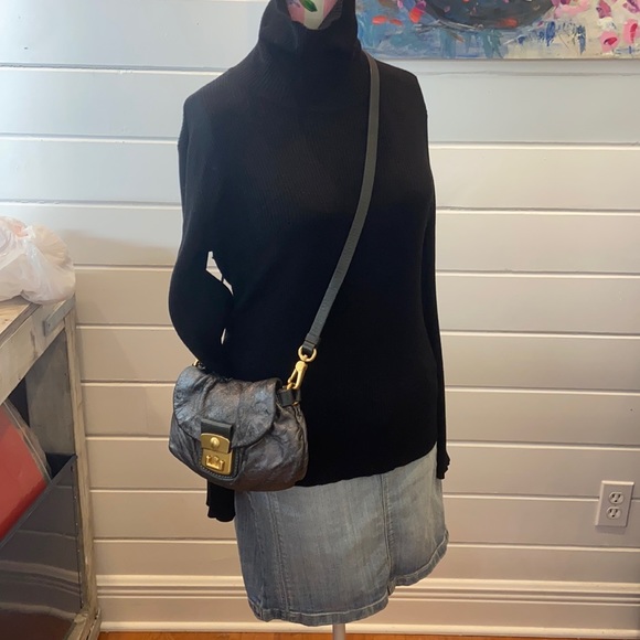 Marc by Marc Jacobs Dreamy Letter Linda Embossed Leather Bag Graphite Metal Bag - Picture 10 of 13